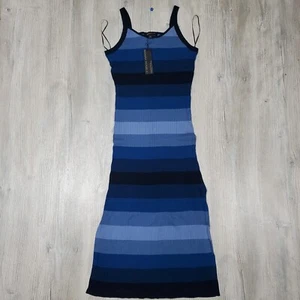 New Banana Republic Blue Black Striped Lenzing Ecovero Splash Sweater Dress Med - Picture 1 of 10