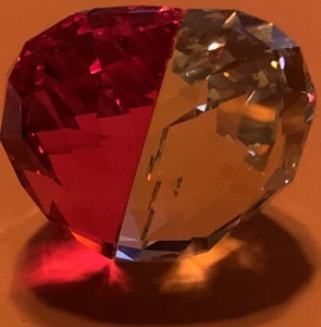 Swarovski Crystal Double Thick Love Large Heart Figurine Two-tone Red Pink NWOTS - Foto 1 di 12