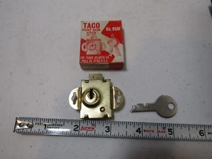 NIB OLD VINTAGE TACO 950F POST MAIL BOX LOCK BRASS W? KEY AND ORIGINAL BOX - Picture 1 of 2