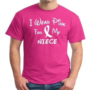 I Wear Pink For My NIECE Breast Cancer Awareness Walk Strong Cure Tee T shirt - Picture 1 of 4