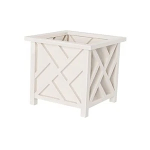 Planters Box - 14.75in Lattice Flower Box Plant Pot - 1 unit Planter Box White - Picture 1 of 8
