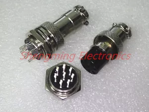 Set 10 Spine Aviazione GX16-8 Maschio e Femmina Pannello Connettore Metallo Argento 16mm 8pin - Foto 1 di 2