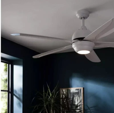 Modern Remote Control Ceiling Fan With Light Home Decor E27-10W-5 Fan Arms White - Image 1 of 4