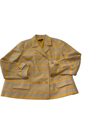Blazer para mujer Talbots talla 22WP Petite amarillo a rayas lino algodón chaqueta Foto 1 de 4