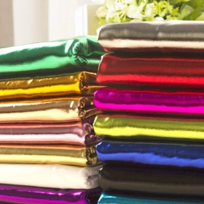 Elastic Faux Patent Leather Fabric Wet Look Stretch Metallic Shiny Material Trim - Image 1 of 4