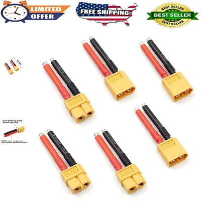 3 Pairs XT60 Male & Female Connectors w/ 12AWG Silicone Wire - RC Lipo Batter... - Image 1 of 4