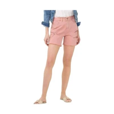 LC Lauren Conrad Womens Pink High Rise Distressed Cut Off Jean Shorts Sz 16 New - Image 1 of 4
