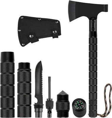 VIGOR Survival Hatchet & Camping Axe with Fixed Blade Knife Combo Set, Full Tang