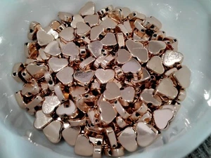 Brass Heart Bead, Rose Gold, 6.5x8x2.5mm, 20 pce, Free Postage OZ  - Imagen 1 de 3