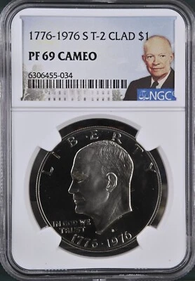 1776-1976 S T-2 Clad $1 Eisenhower NGC PF69 Cameo - Image 1 of 2