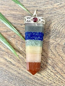 Seven Chakra Pendant Gemstone Specimen Reiki Chakra Crystal Stone Jewelry - Picture 1 of 5