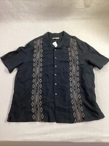 Island Passport Shirt Mens 1XL Embroidered Button Up Casual Short Sleeve - Picture 1 of 8
