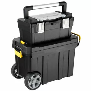 Juego de caja de herramientas enrollable 2 en 1 organizador de almacenamiento portátil negro - Imagen 1 de 9