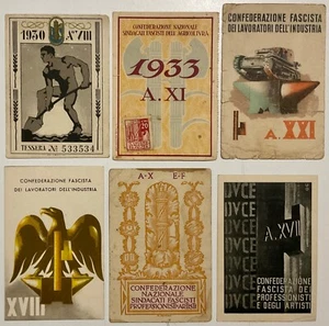 VENTENNIO 6 TESSERE VARIE ASOCIAZIONI DEL PARTITO DI GOVERNO 1919.1943 - Imagen 1 de 6