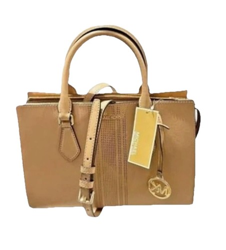 Borsa a mano Michael Kors Camel Sheila nuova con etichetta borsetta tracolla staccabile