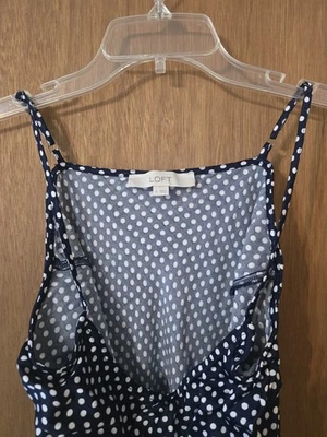Loft Ladies Blue and White Poka Dot Stringdress - Size 8 - Image 1 of 4