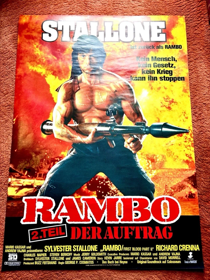 Rambo 2 - Der Auftrag Kinoplakat Poster A0, 84x119xm GEROLLT, Sylvester Stallone - Bild 1 von 1