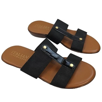 Zapatos Italianos Wms 9 Marrón Negro Puntera Abierta Cómodos Terrosos Verano Zapatos Deslizables Foto 1 de 4