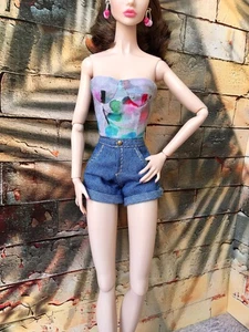 BQ-AYLA – Roll-up Denim Shorts for 12" 1/6 Scale Fashion Dolls - Picture 1 of 6