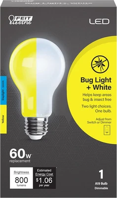 A19 Outdoor LED Bug Light, 60-Watt Equivalent, Dimmable, E26 Base, 800 Lumens, C - Image 1 of 4
