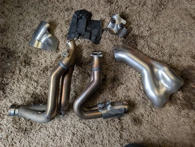 Ducati Panigale V4 Exhaust Manifold Downpipes Headers OEM & Heat Shields 2022 #W - Image 1 of 4