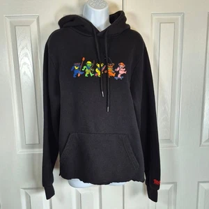 *WIE BESEHEN* Teton Grateful Dead tanzende Bären kurz geschnittener schwarzer Hoodie Large - Bild 1 von 8