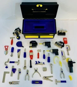 Vintage 1992 Playskool Cool Tools Kinder Spiel Werkzeugkiste Spielzeug mit Werkzeug 1990er - Bild 1 von 10