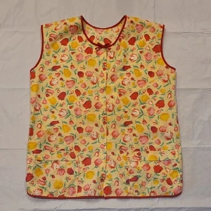 Vintage Floral Smock Apron Snap Front Pockets Cottagecore Grandmacore M - Picture 1 of 7