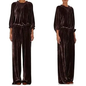 Ulla Johnson Chic Purple Velvet Long Sleeve Straight Leg Jumpsuit, size 8  - Picture 1 of 15