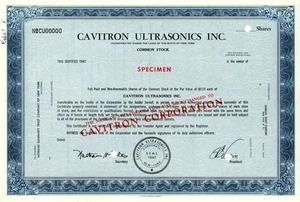 Cavitron Ultrasonics Inc. - Specimen Stocks & Bonds - Bild 1 von 1