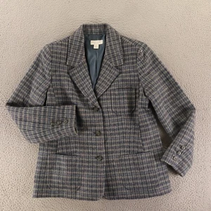Vintage Tweed Sakko Damen 12 12P kariert 100% Wolle gefüttert Taschen klassischer Blazer - Bild 1 von 17