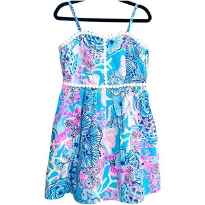 NWT! Lilly Pulitzer Girls Mini Haylan Dress Bali Blue Once Upon a Tide Size 12 - Picture 1 of 7