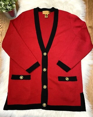 Cárdigan Classiques Entier Petites 100% Lana Merino Extrafina Rojo Negro Talla S Foto 1 de 4