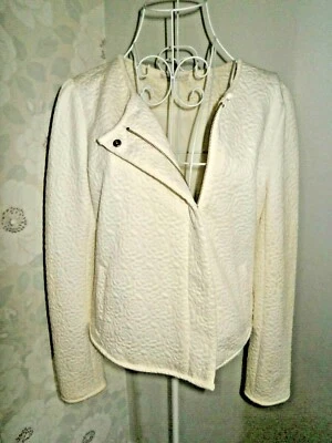 Women's cream textured biker style jacket UK12 Mademoiselle R La Redoute - Image 1 of 4