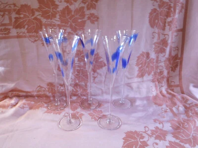 5 Hand made Crystal Toasting Glasses Champagne Flutes~ Wedding Special Occasion - Image 1 of 4
