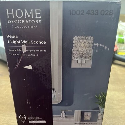 Reina Home Decorators 1-Light Wall Sconce Chrome w/ Caged Glass Beads 1002433028 - Image 1 of 3