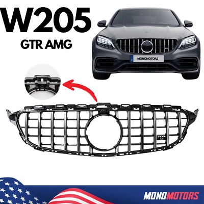 Передняя решетка GT R для Mercedes Benz класса C W205 2014-2018 C250 C350 C43 /камера - Изображение 1 из 4
