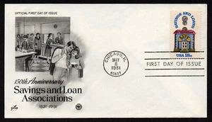 USA, SCOTT # 1911, ARTCRAFT PCS FDC COVER - SAVINGS AND LOAN ASSOCIATIONS 1981 - Picture 1 of 1
