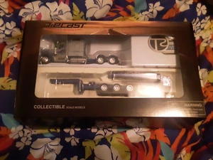 Tonkin 1/53 scale kenworth blue dark silver nib heavy haul lowboy w/ jeep rare - Picture 1 of 8