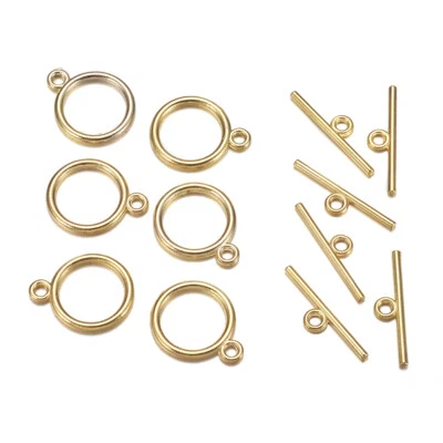 20 Set Tibetan Style Toggle Clasps Bracelet Making Flat Round Nickel Free Golden - Image 1 of 3