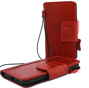 Funda de cuero genuino para Apple iPhone 11 Pro Max billetera cubierta libro magnético rojo - Imagen 1 de 6