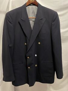 Mappelli de Milano 44XL Navy 100% Wool Double Breasted Gold Button Blazer