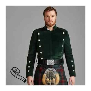 Scottish Highland Green Velvet Montrose Doublet Kilt Jacket for Men - Picture 1 of 1