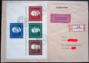 Bund BRD Block 4 EF Adenauer R-Brief Würzburg