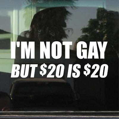 I'm Not Gay But $20 Is $20 Funny Joke Vinilo Calcomanía Adhesiva para Ventana de Coche Laptop Foto 1 de 3