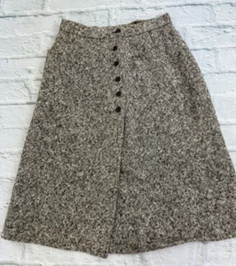 Falda Vintage Gorray Tweed Línea A Talla 6 Lana Pura Beige Marrón Country Preppy - Imagen 1 de 8