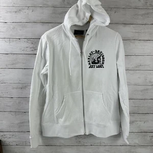 Harley Davidson Womens Large White Full Zip Hoodie Sweatshirt Get Lost - Picture 1 of 11