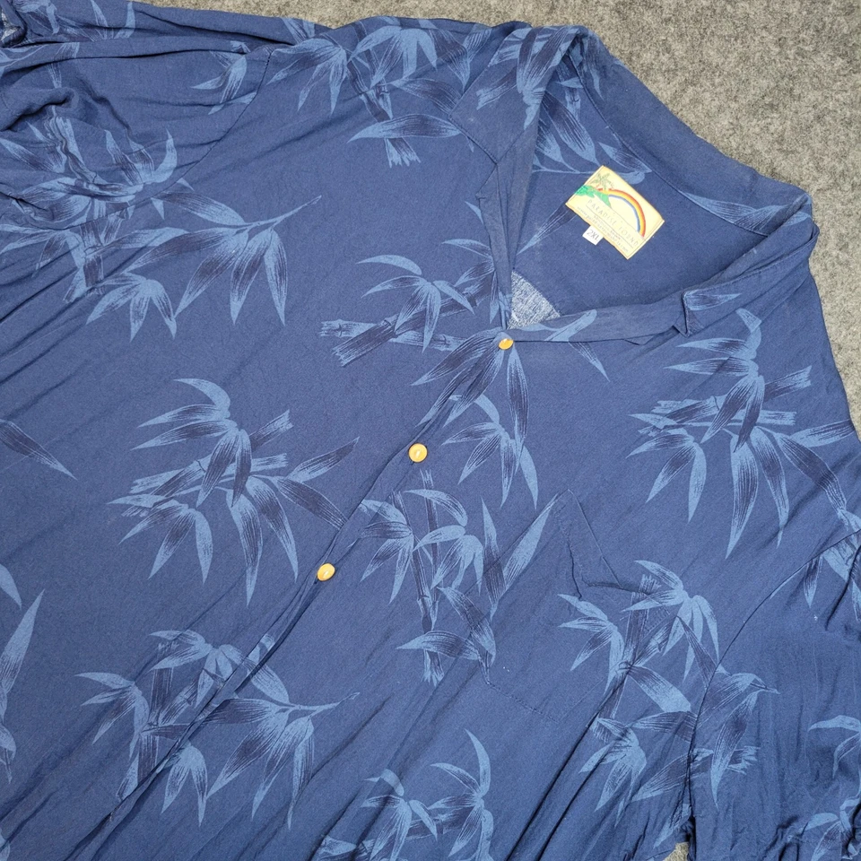Camisa De Colección Paradise Found Para Hombres 2XL Azul Hawaiano Bambú Hecha en Hawaii Resort Foto 1 de 4
