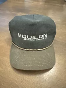 Vintage EQUILON Pipeline Company Mütze Kappe KNOPF hinten hellbraun Seil Öl Gas Rohr Herren - Bild 1 von 8