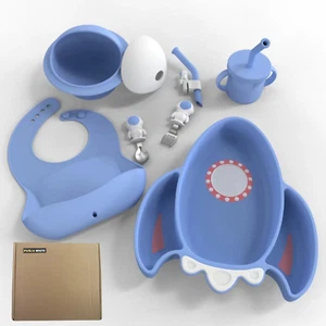 BABY-FÜTTERUNGSSET in tragbarer LUNCH-TASCHE TELLER LÄTZCHEN TASSE LÖFFEL ENTWÖHNUNG für UK - Bild 1 von 5